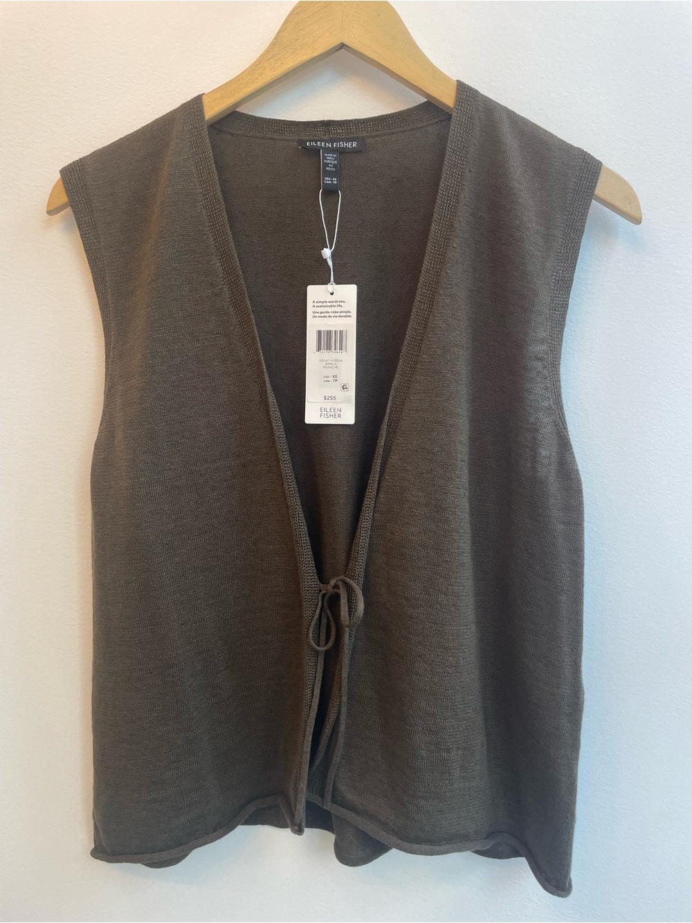 Eileen Fisher Knit Vest With Tie Small NWT